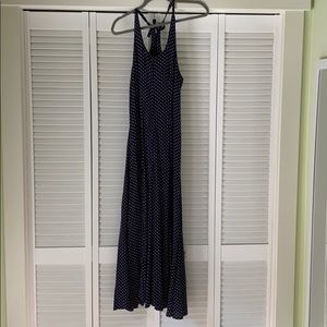 Retro maxi dress with zipper and tie back